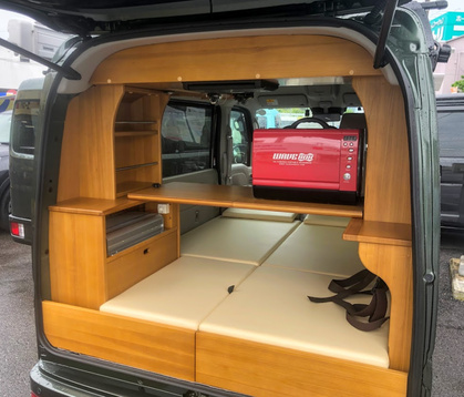 軽キャンピングカーちょいCamに、ポータブル電子レンジを積んだ例