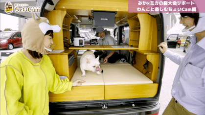 軽キャンパーちょいCam、フリップダウンモニター搭載