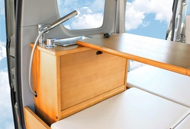 軽キャンパーでシンクが取り付けれらるちょいCam梓