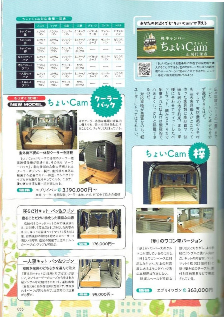 軽&コンパクトキャンピングカー2025夏「ちょいCamの世界」の紹介ページ後半