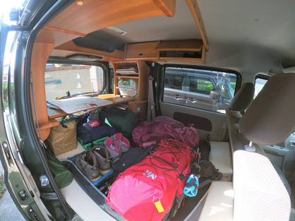 軽キャンパーちょいCam車中泊・登山用の使い方